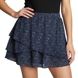 Silence & Noise Black and Blue Floral Jacquard Skirt Women's Size 0